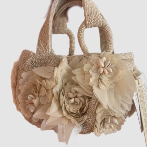 Made In India Handbags - White Beaded Bag Made in India